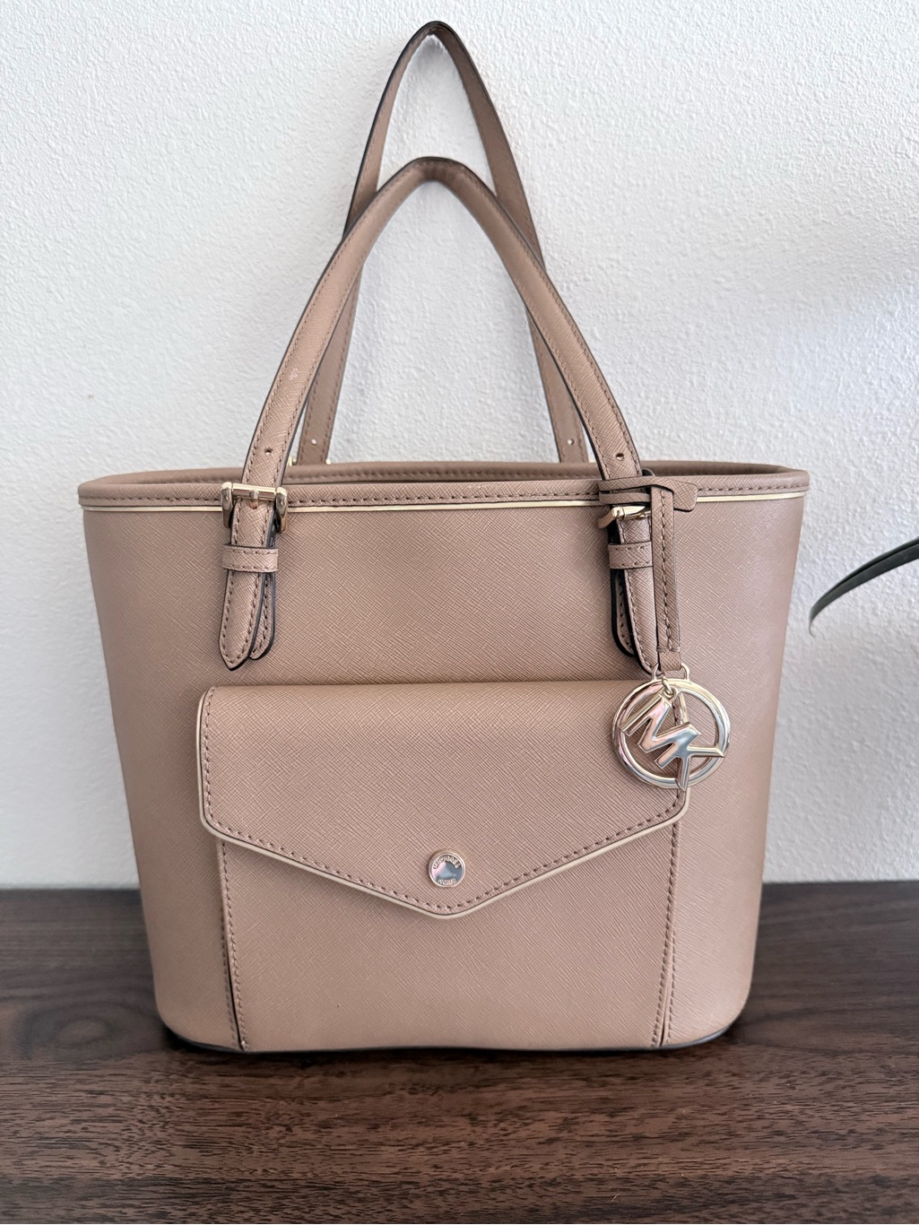 Michael Kors Blush Saffiano Leather Tote With Front Pocket